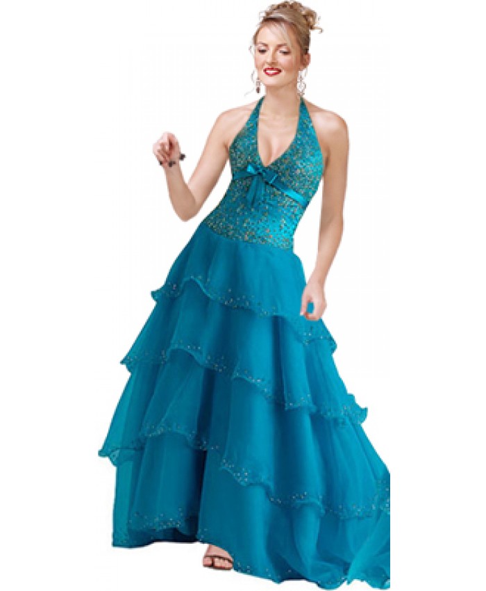 Halter Sequined Bodice Ball Gown