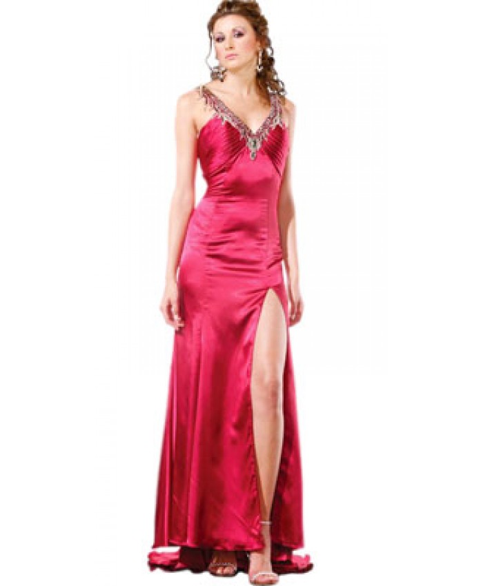 Embellished V neckline Christmas gown