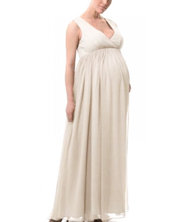 Gathered back zipper maternity dress