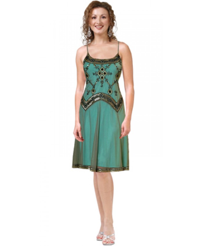 Satin Embroidered Net Formal Dress