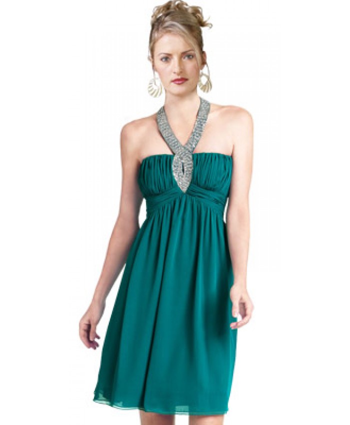 Haute Halter A-line Green Dress