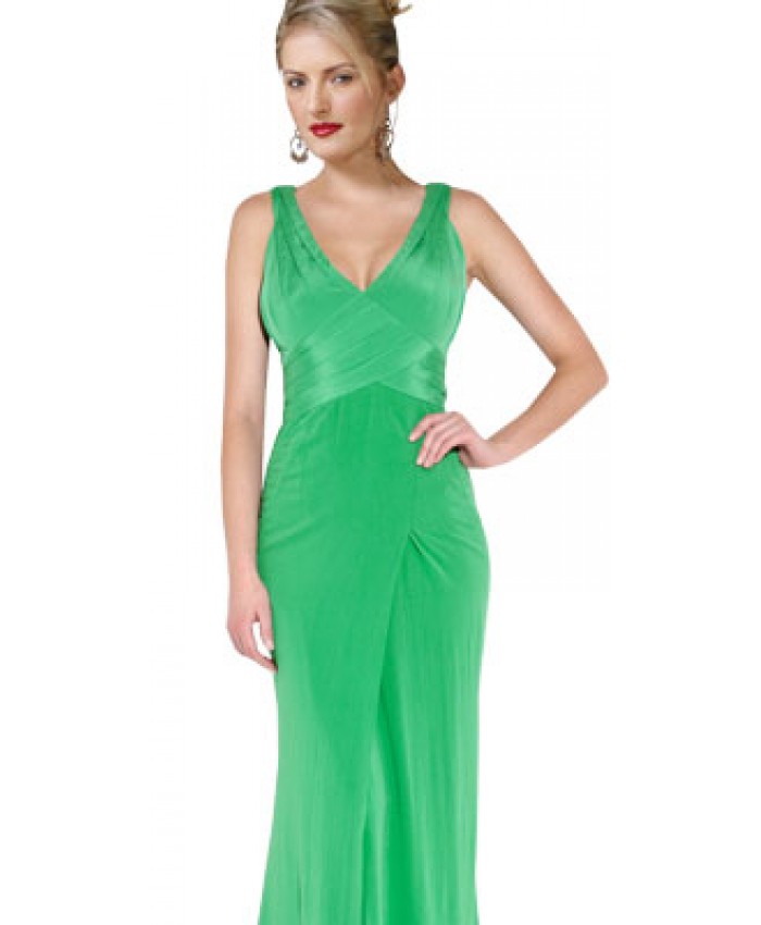 Regal V Neckline Floor Length Gown