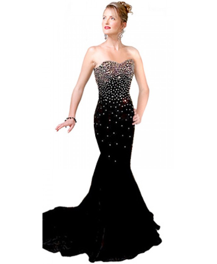 Jewel Tone Strepless Evening Gown