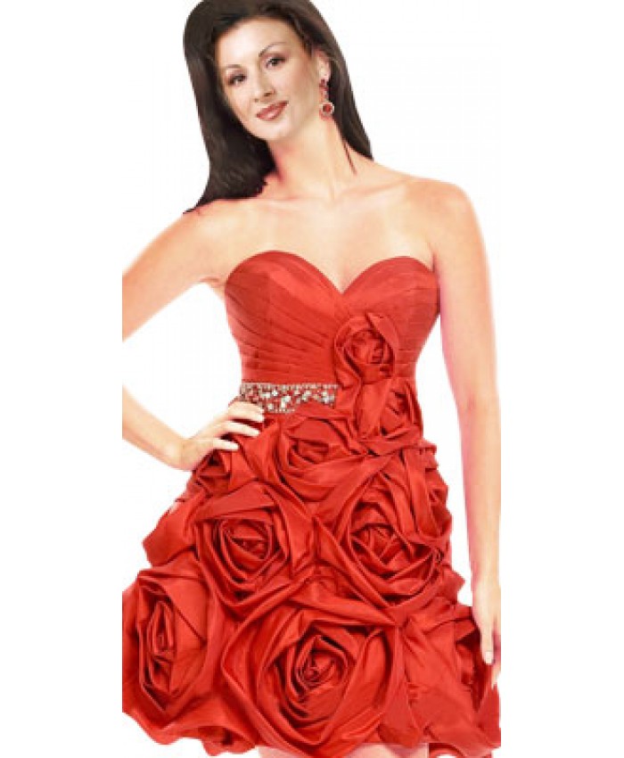 Striking Strapless Floral Patterened Dress